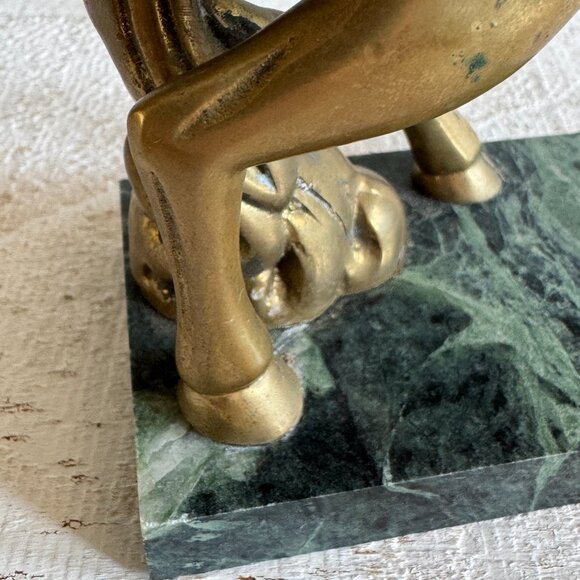 Vintage Brass Unicorn Standing on Stone Base - Picture 9 of 10